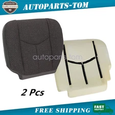 Fits GMC Sierra 03-07 Driver Side Bottom Cloth Seat Cover & Foam Cushion Gray