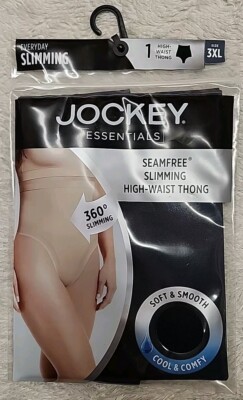   Jockey Essentials Seamfree Slimming High-Waist Thong Shapewear Size XXXL Black