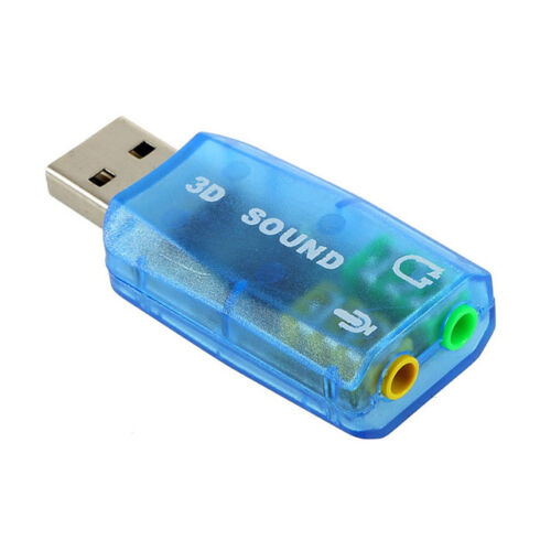 3D Audio Card USB 1.1 for Mic/Speaker Adapter Surround Sound 7.1 for Laptop PC  - Picture 1 of 1