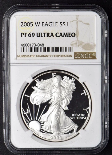 2005-W Silver Eagle PF-69 NGC Ultra Cameo West Point $1 - COINGIANTS -