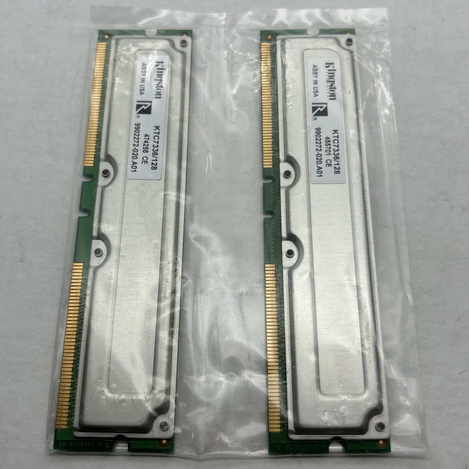256MB ECC 2x128mb Kingston RAMBUS Modules 600 184 pin RDram Memory #KTC7336/128 - Image 4 of 4