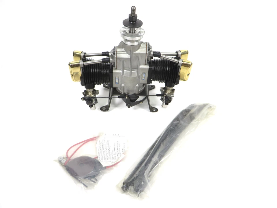 SAITO FA300T 4 Stroke RC Airplane  Aircraft Engine w/Exhaust Pipes & Extra Parts - Image 4 of 4