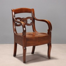 Sedia Luigi Filippo Antica Noce Seduta a Comoda Italia XIX Secolo Originale