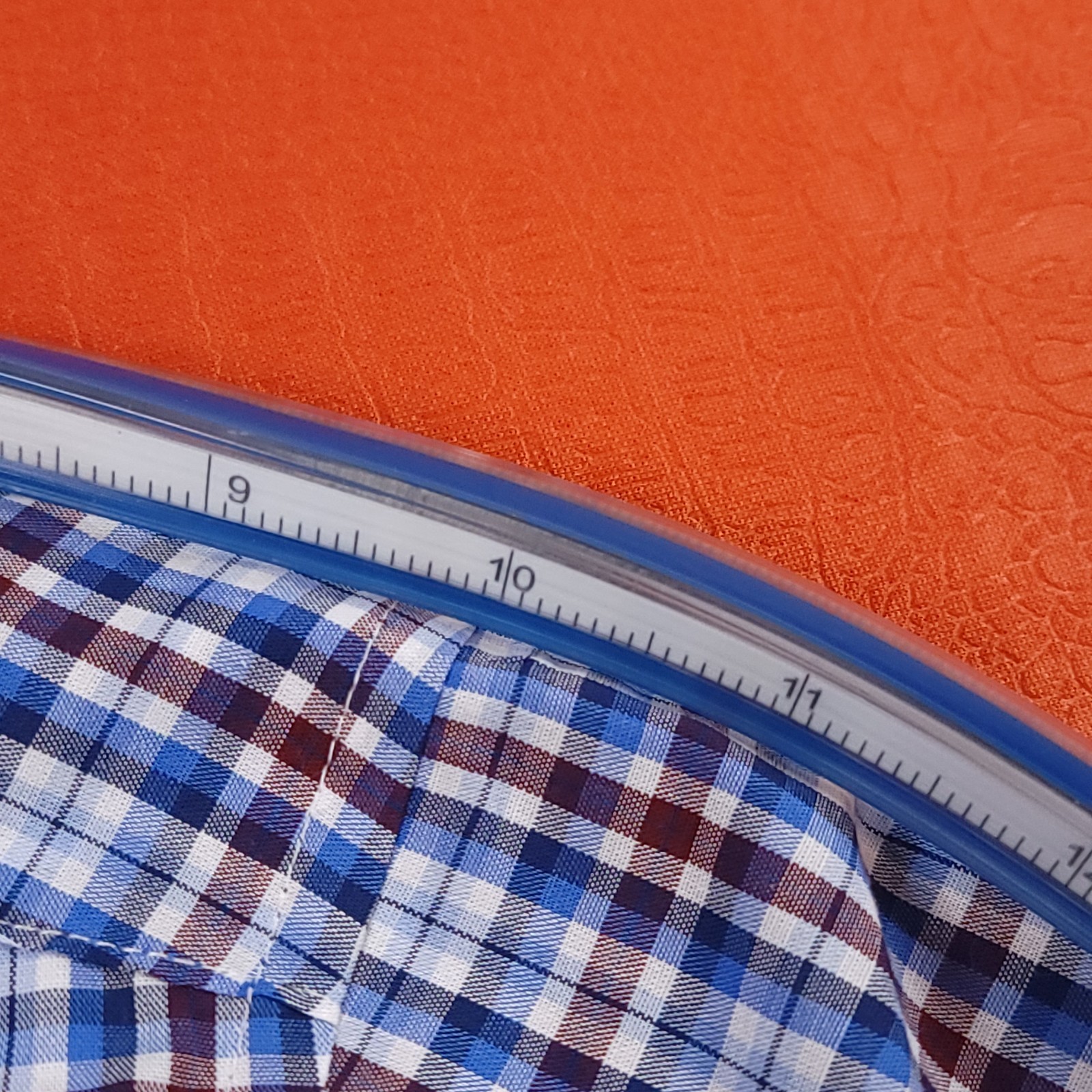 NWT Stafford Men's Travel Fitted Button-Up Shirt Blue Plaid Size 17-32/33