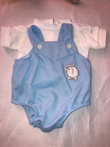 Vintage Cabbage Patch Kids/Doll Clothes Soft Blue Elephant Romper (513)