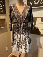 Miss Sparkling V-Neck Paisley And Floral Bohemian Dress Medium NWT