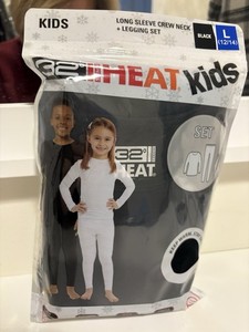 32 Degrees HEAT Kids Long Sleeve Crew Neck +Legging Set Size L(12/14) Black