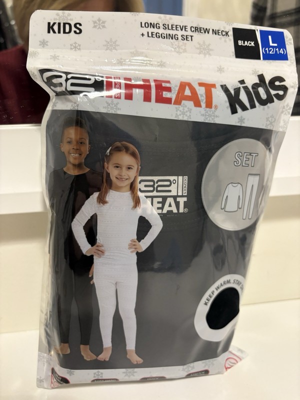 32 Degrees HEAT Kids Long Sleeve Crew Neck +Legging Set Size L(12/14) Black