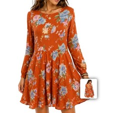 American Eagle Boho Floral Mini Dress Long Sleeve Cutout Back Airy Festival XL