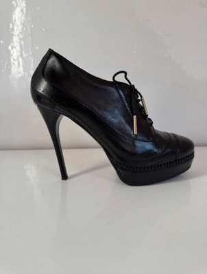 Burberry Damen High Heels Oxford Pumps Leder Schwarz Gr. 39 Elegant