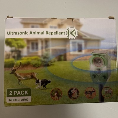 Solar Ultrasonic Ground Stake Animal Repellent, Deer/Dog, Green, 2 Pack AR02