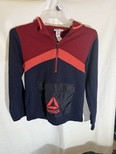 Reebok Boys Maroon Blue Long Sleeve Freestyle 1/2 Zip Jacket Size XL 14-16 NEW