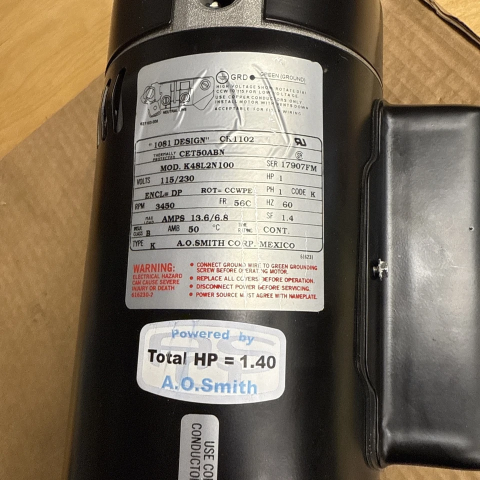 Century CK1102 Electric Motor 1 HP 3450 Rpm , 1 Hp - Image 2 of 4