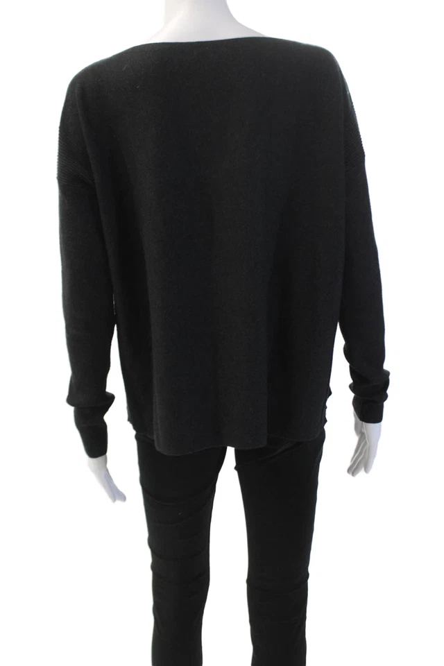 Женский пуловер Lilla P из хлопковой смеси с вырезом лодочкой длинным рукавом серый размер S - Изображение 3 из 4