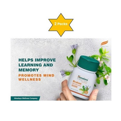 2 x Himalaya Brahmi 60 Tablets Mind Wellness Improves Alertness Free Shipping
