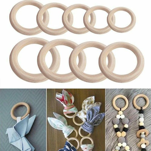 5-50Pcs Round Rings Natural Wooden Necklace Jewellery DIY Crafe Macrame Beads - Picture 5 of 20