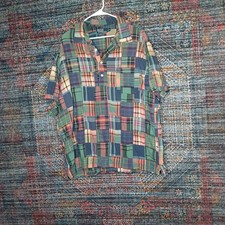 Vintage POLO Ralph Lauren mens colorful Clarence Sport patchwork madras XXL