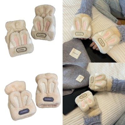 Convertible Gloves Winter Half&Full Finger Mittens Adult Plush Gloves