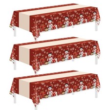 3 Pack Tablecloths,Disposable Plastic Tablecloths 54" x 108" Christmas