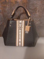 River Island Medium Black Beige Mongram Tote Bag Hand Bag Immaculate Condition!