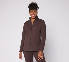 Denim & Co. Women's Jacket Sz L Active Duo Zip-Front Brown A732188