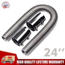 24 Flexible Upper Lower Radiator Hose Stainless Steel W Chrome Caps V8 Kit