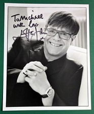 ELTON JOHN Signed 10"x8" b/w photo dedicated FULL signature