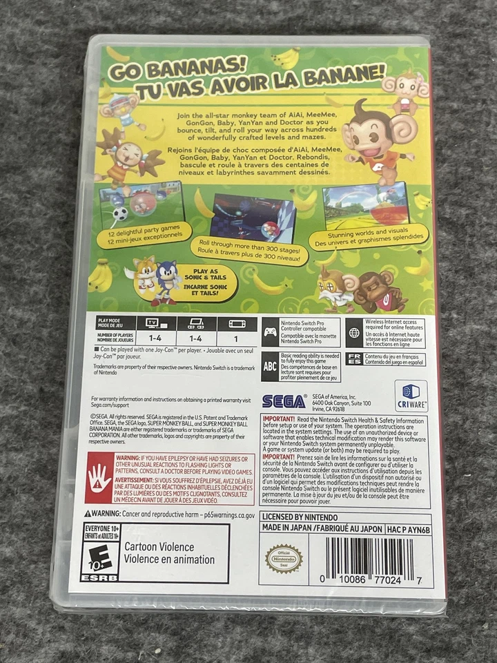 Super Monkey Ball Banana Mania Nintendo Switch Game New Sealed Made in Japan - Image 2 of 4