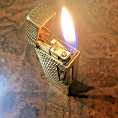 VINTAGE Dunhill Rollagas Gold Cross Cut Diamond Gas Lighter OH Japan