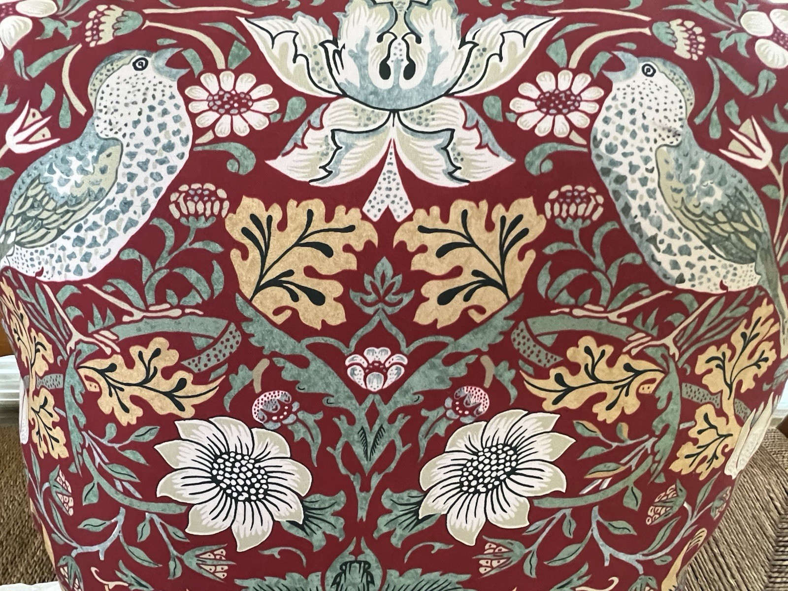 XL William Morris At Home Red Strawberry Thief  24” Square Pillow