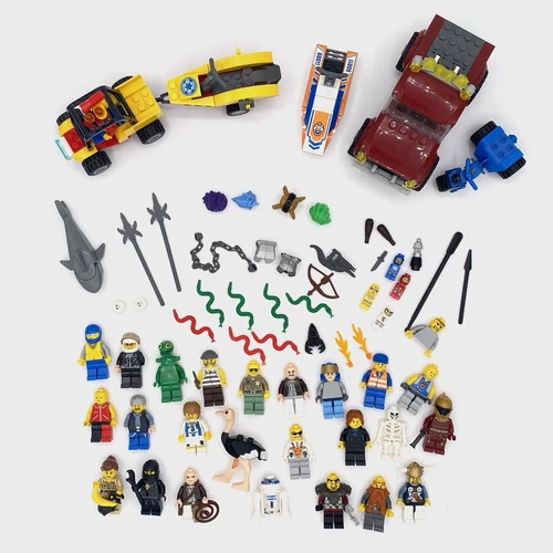 LEGO Minifigure Lot 20+ Vikings Indiana Jones R2-D2 Ninjago Vehicles Accessories