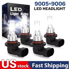 9006 9005 LED Headlight KIT Combo Bulbs 10000K High Low Beam Super Bright White