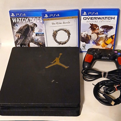 Sony PlayStation 4 Slim 500GB Black Console Bundle w/ Watch Dogs, Overwatch