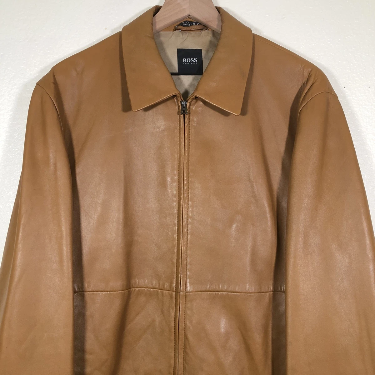 HUGO BOSS Leather Outer Shell Brown Coats, Jackets & Vests for Men