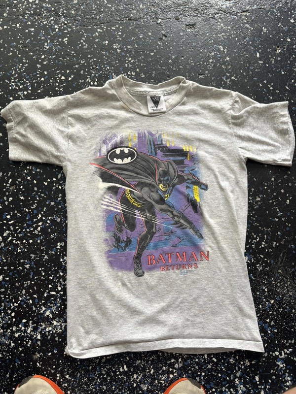 vintage 90s BATMAN RETURNS LOGO MOVIE DEADSTOCK t-shirt YOUTH L 12/14