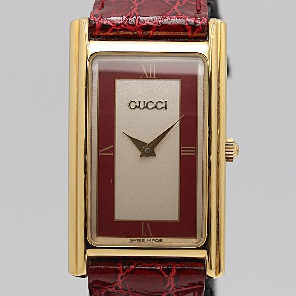 Gucci 2600L Watch Rectangular Red Silver Dial QZ … - image 1