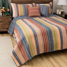 NEW COZY MODERN BROWN CABIN GREEN RED ORANGE DENIM BLUE SOUTHWEST QUILT SET