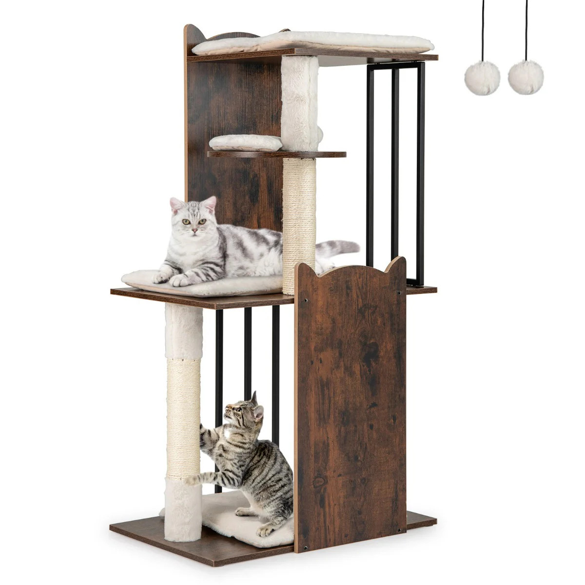 Arbre à chat moderne pour salon chaleureux et chats d'appartement actifs