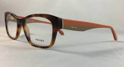 PRADA EYEGLASSES FRAME HAVANA ORANGE VPR 24R TKR-101  ~ 52-16-140...ITALY