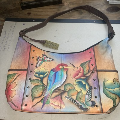 #ad Anuschka Butterfly Multicolor Sparrow Shoulder Hobo Bag