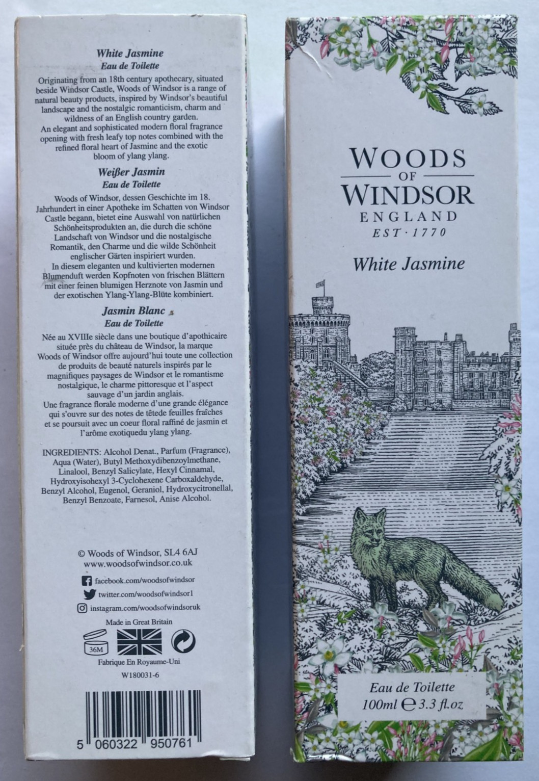 Lot of 2 WOODS OF WINDSOR WHITE JASMINE EAU DE TOILETTE 2- 3.3 oz Bottles NEW