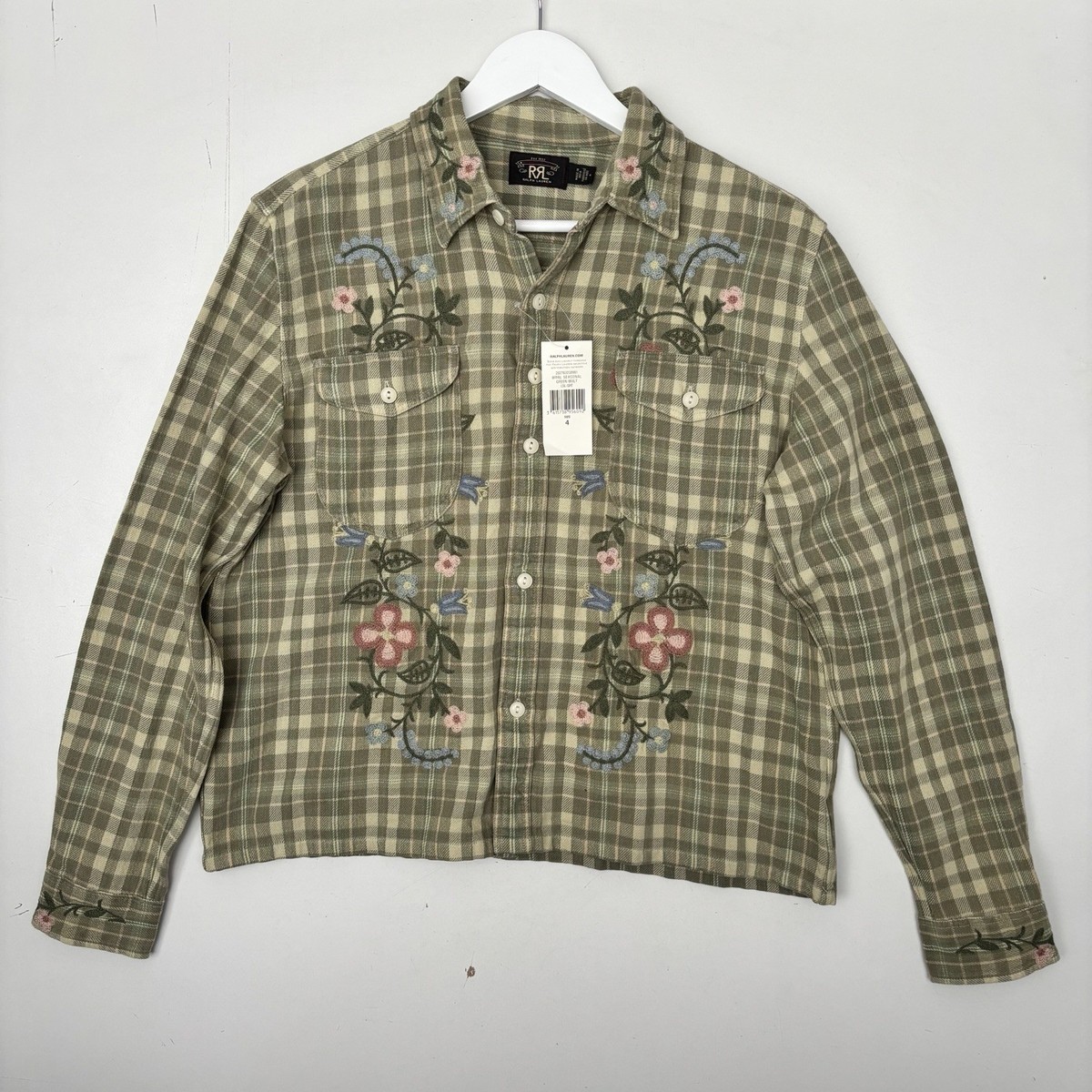 RRL Ralph Lauren Double RL Embroidered Plaid Shirt Women