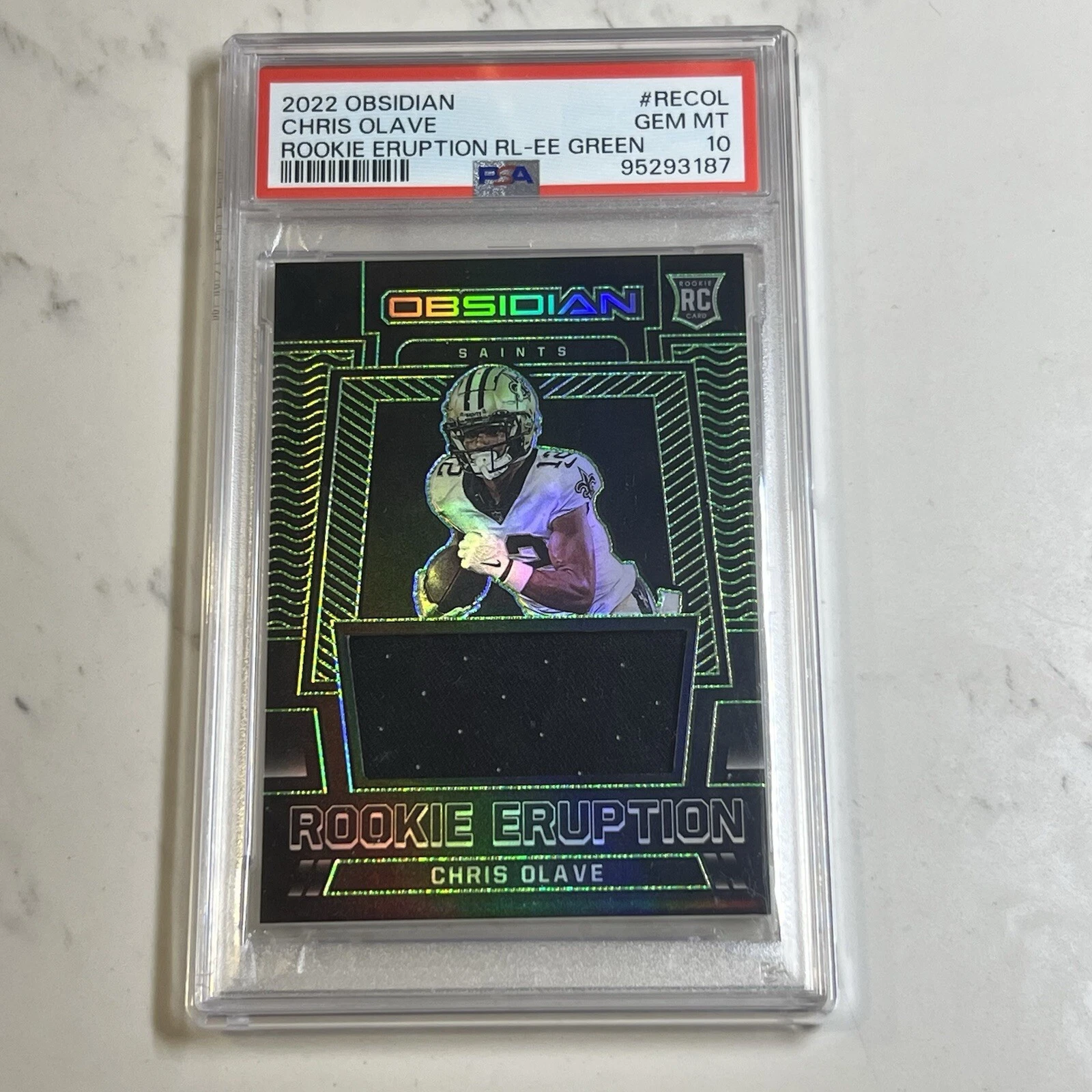 Chris Olave Panini Obsidian Rookie Eruption Relic #RECOL Electric Etch Green