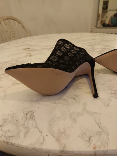 Womens BOUTIQUE, DESIGNER,BLACK STILLETO Boots UK5 Lace HIGH HEELED SHOES - Picture 2 of 10