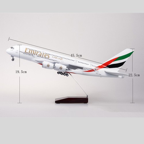 45CM 1/160 Scale Diecast Model A380 Emirates Airways Resin Airplane Airbus With - Picture 11 of 14