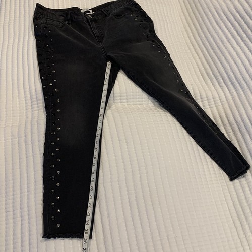Lane Bryant High Rise Ultimate Stretch Skinny Jeans Black Frayed Hem Plus Sz 16 - Picture 9 of 11
