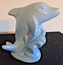 Vintage MCS Brazil Blue Ceramic Dolphin Figurine Handcrafted Collectible