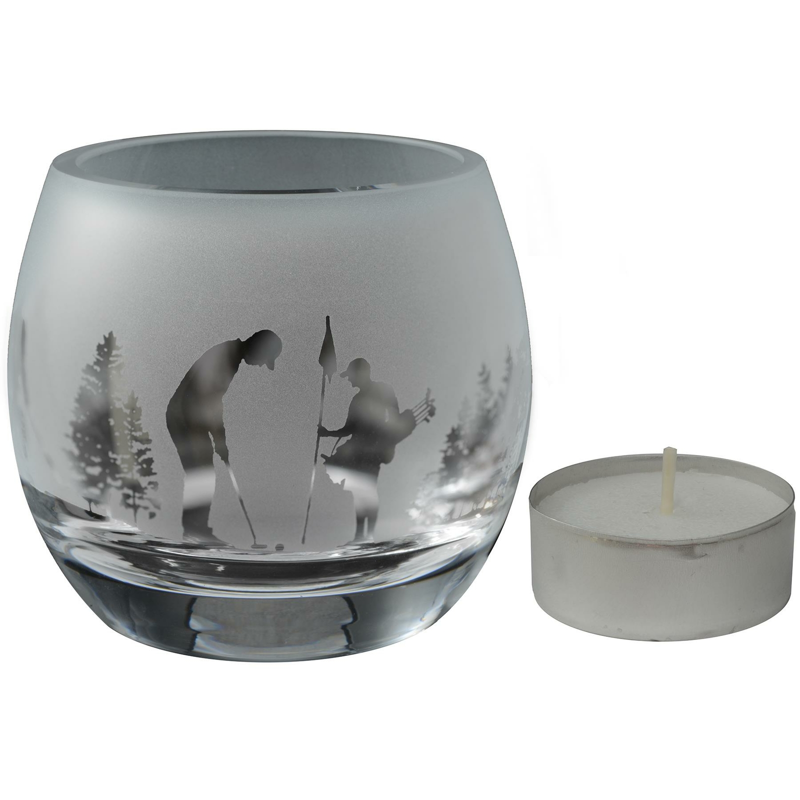 Animo Glass Small Crystal Sport Glass Tealight Candle Holder - Golf