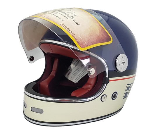 VIPER F656 Retrò Vintage in fibra di VETRO PIENO VISO MOTO CASCO da MOTO  BLU | eBay