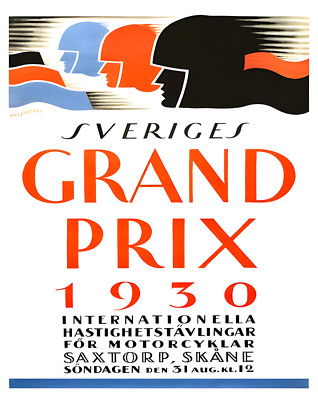 Affiche Vintage Grand Prix Moto De Suède 1954 – Poster Rétro Pop Art Pour Passionnés De Courses